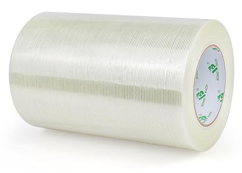 BOMEI PACK Wide Heavy Duty Fiberglass Filament Reinforced Packing Tape 8inch, 60yds x 5.5mil - size: 1Roll: 200mmx60y