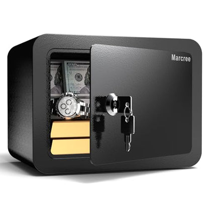 Marcree 0.23 Cub Safe, Small Safe Box with Key, Mini Safe for Kids - color: 0.23 cuft-BLACK