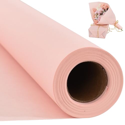 BEISHIDA Peach Pink Gift Wrapping Paper Roll, 15in X 32ft Kraft Bulletin Board Paper Gift Wrap for Christmas Mother's Day Valentine's Day Graduation, Flower Wrap - color: peachpink