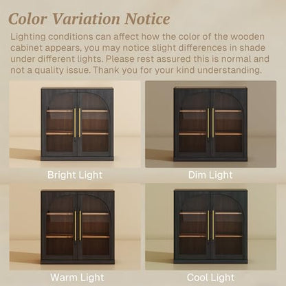 BELLEZE Bijou 3-Piece Modular Sideboard Buffet Cabinet - Ebony - color: Bijou Ebony Acc