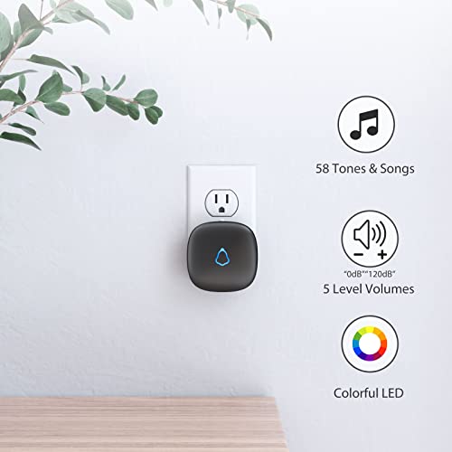 METAK Wireless Door Chime, Door Open Contact Sensor Alarm with 500 FT Range, 58 Chimes and 5 Volume Levels for Business/Store/Home/Office When Entering, 1 Transmitter + 2 Plug-in Receiver (Black) - size: 1 Sensor + 2 Receivers