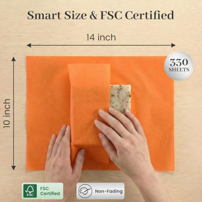 Koogel 330 Sheets Orange Tissue Paper Bulk - color: Orange