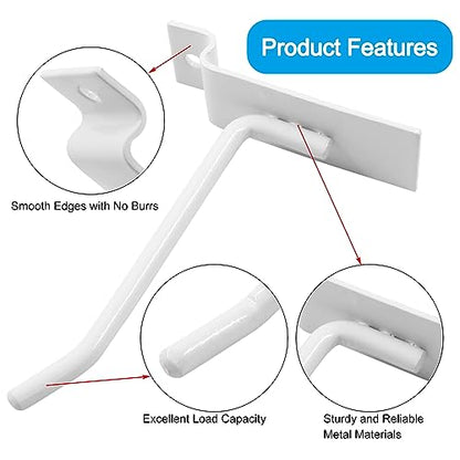 Waziaqoc 32PCS 4Inch White Slatwall Hooks - size: 4 Inch