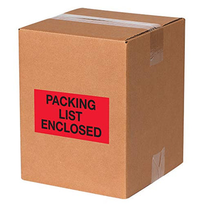 Tape Logic Aviditi Tape Logic 3" x 5","Packing List Enclosed" Fluorescent Red Sticker, for Shipping, Handling, Packing, and Moving (1 Roll of 500 Labels)