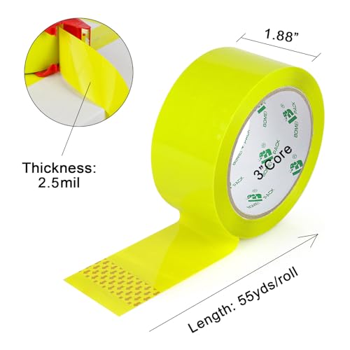 BOMEI PACK Light Yellow Heavy Duty Packing Tape 3 Rolls, 1.88 inches Wide, 55yds Length per roll, Light Yellow Refill Tape for Packaging and Shipping for Carton Sealing Tape - color: light yellow