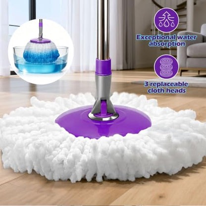 Masthome Spin Mop and Bucket Set,Compact Mop Bucket System with Wringer - color: Purple