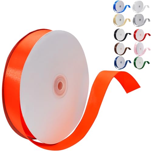 Orange Satin Ribbon 1 Inch 100 Yards, for Wedding Gift Wrapping - color: Orange