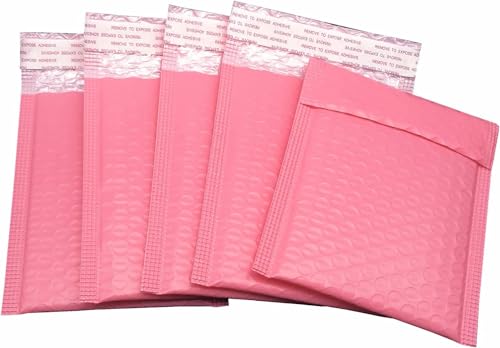 Water Resistant Bubble Envelope Mailers [10 Pack] 6 inch x 9 inch #0 Pink Poly Padded Shipping Envelopes Self Sealing Cushioned Packaging Bags