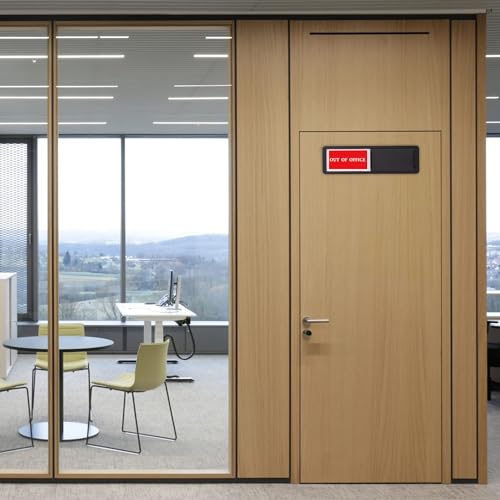 Door Sign Slider, Out of Office/In Office Sliding Status Indicator - color: Black In Office/Out Of Office