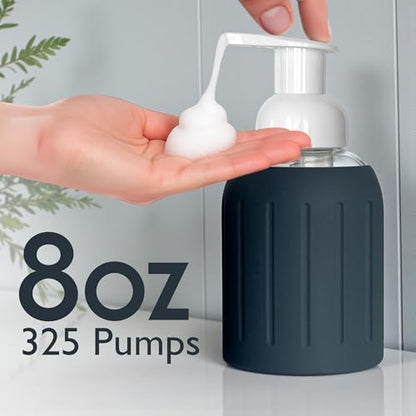 Foaming Glass Hand Soap Dispenser Pump Charcoal 8oz - color: Charcoal