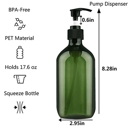 Empty Plastic Bottles with Pump Dispenser, 500ml/16.9oz (Green, 3 Pack) - color: Green, size: 3 Pack