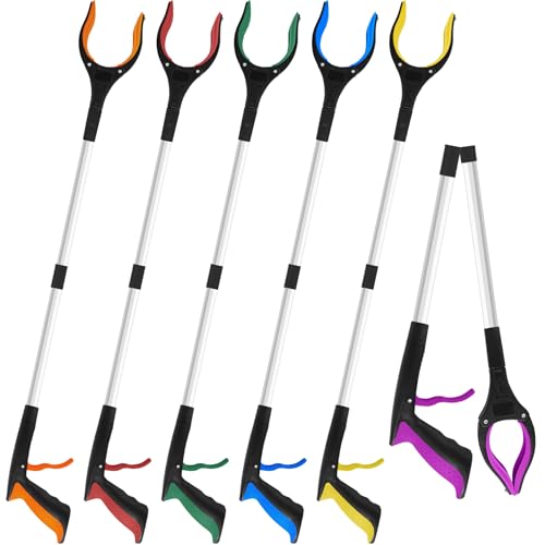 6 Pack 32 Inch Commercial Trash Grabber for Elderly Assist, Foldable, Colorful - color: 6 colors