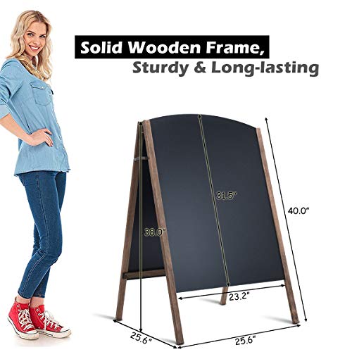 ReunionG A-Frame Wooden Chalkboard, Double-Sided Rustic Standing Blackboard, Removable Archaistic Sidewalk Chalkboard, Indoor and Outdoor Menu Sign Board, Wedding Signage Easel (40" x 26")