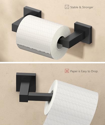 FORIOUS Commercial Toilet Paper Holder Wall Mount Bathroom Tissue Holder - color: Matte Black