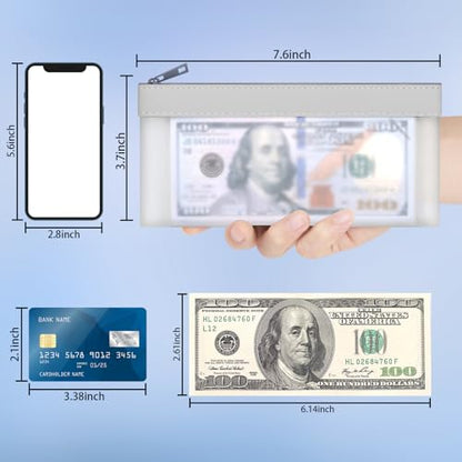 4 Pack Clear Money Envelopes for Cash Money Bag Pouch 7.6x3.7 inch - color: Silver