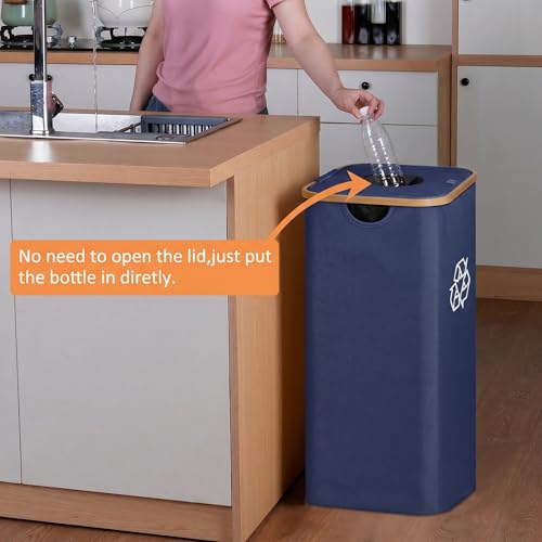 iEGrow 110L Recycling Bins for Kitchen,29Gal Recycle Bins with Lid,Blue - color: Blue, size: 29 Gallons - No Wheels