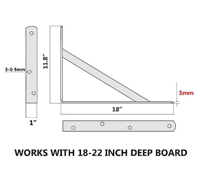 NEODROP 12-Pack 18 Inch Heavy Duty Shelf Brackets, Thicken Wall Bracket for Garage Floating Storage Shelves, Black Powder-Coated Steel - size: 18 Inch, style: 12 Pack