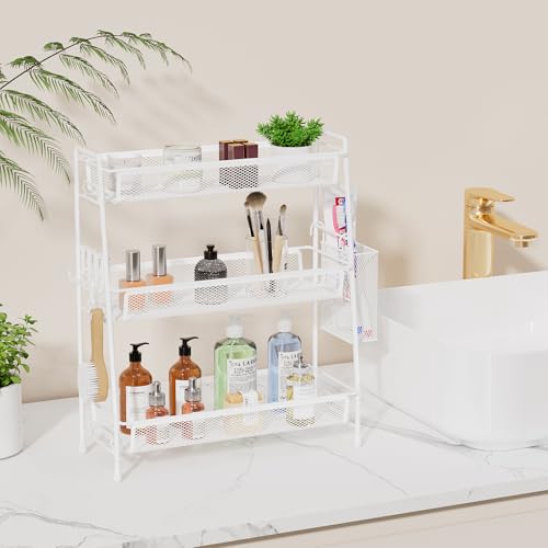VITVITI 3 Tier Bathroom Organizer Countertop, Counter Storage Shelf, White - color: 3 Tier Large White