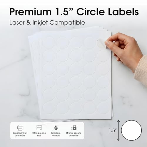 1.5" Circle Labels for Laser & Inkjet, Spartan Industrial Template C003 - size: 1.5" Circle