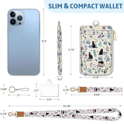 Piefly Black Cat Lanyard Wallet with ID Badge Holder, Small RFID Keychain - color: Black Cat Book