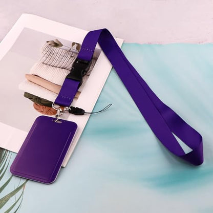 Dark Purple Lanyard with ID Holder Lanyard for Keys ID Badges Keychain Vertical Name Badge Holder with Clip - color: Purple1