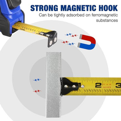 WORKPRO 25FT Auto-Lock Tape Measure, 1/8 Fractions Measuring Tape - color: Blue, size: 7.6 m