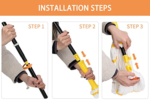 Self-Wringing Twist Mop with 1 Extra Refill, 57" Long Handle, Yellow - color: Yellow (1 Handle & 2 Mop Heads)
