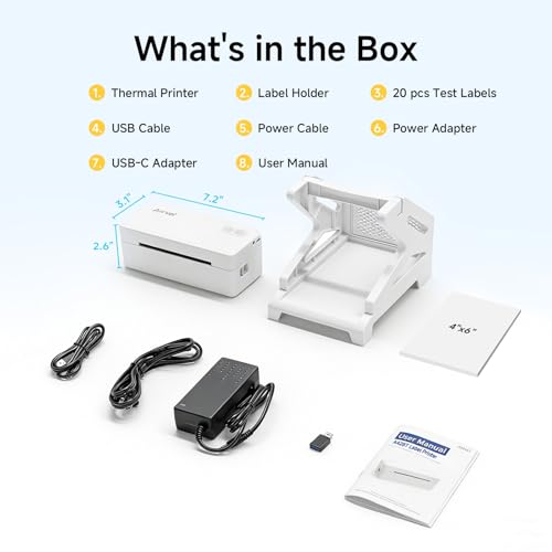 Bluetooth Thermal Label Printer w/ Stand, 4x6 Shipping Label Printer - color: White