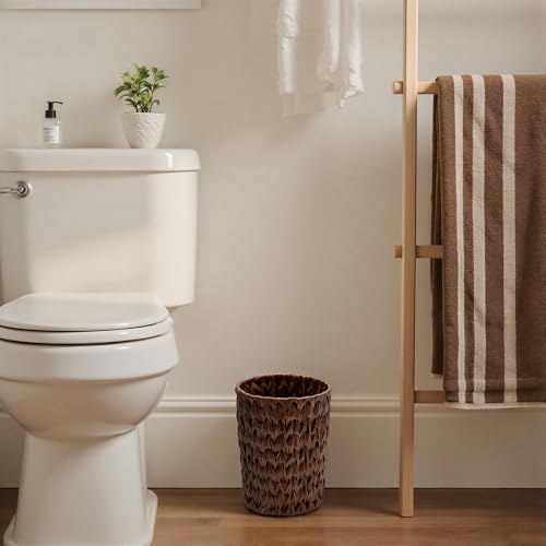 GRANNY SAYS Small Wicker Trash Can, 2 Gallon Bathroom Waste Baskets, Brown - color: Brown, size: Round - 7½"D x 9¾"H