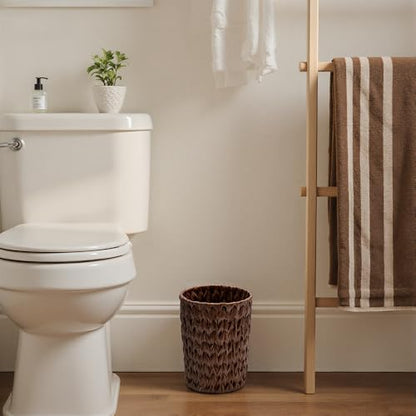 GRANNY SAYS Small Wicker Trash Can, 2 Gallon Bathroom Waste Baskets, Brown - color: Brown, size: Round - 7½"D x 9¾"H