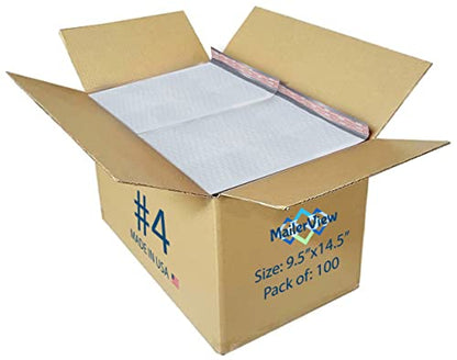 Bubble Mailers 9.5x14.5, Self Seal Poly Padded Envelopes #4, 100 Pack Bulk - color: White, size: 9.5"x14.5" / 100 Pack