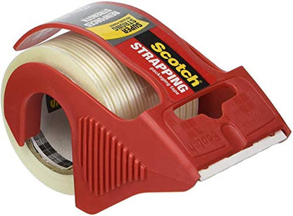 Scotch MMM50 Reinforced Strength Shipping and Strapping Tape in Dispenser, Red, 3 Pack