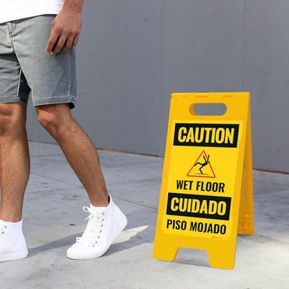 Caution Wet Floor Sign Kit, - size: 10x16 Inches, style: A-frame + 2 Panel Kit