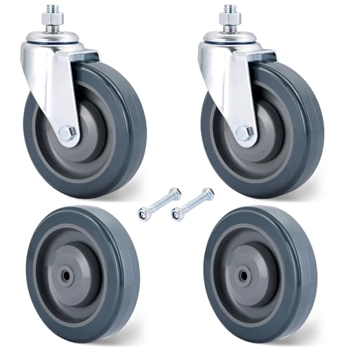 Shopping Cart Wheels Replacement Kit, 5 Inch 4 Pack - color: Grey