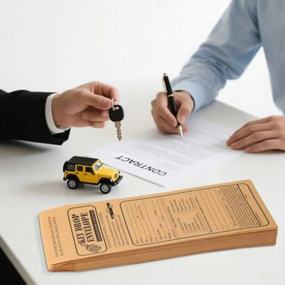 100 Pack Heavyweight Key Transfer Envelopes – Secure Adhesive Mailers for Auto Services (4.125"x9.5")