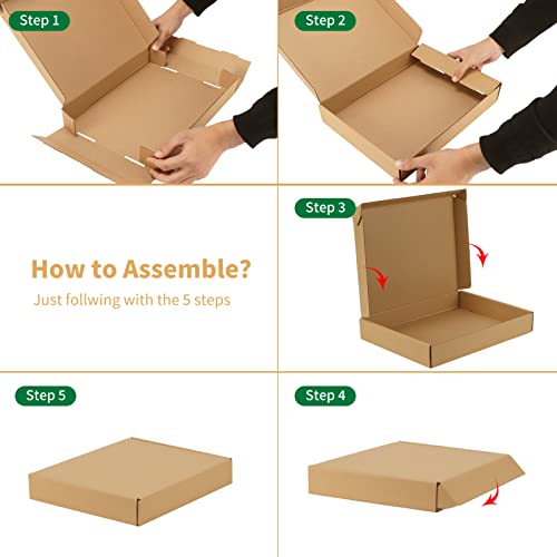 Trwcrt Shipping Boxes 13x10x2 Set of 20, Corrugated Cardboard Box for Packing Small Business, Brown - size: 13"x10"x2"