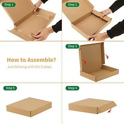 Trwcrt Shipping Boxes 13x10x2 Set of 20, Corrugated Cardboard Box for Packing Small Business, Brown - size: 13"x10"x2"
