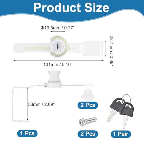 2.1" Luminous Sliding Glass Door Ratchet Lock Fit 1.57-1.97" White - color: White, size: 1 Inch