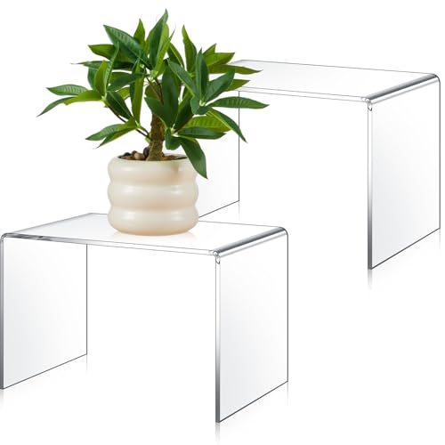 RattanView 2 Pcs 10 x 7 x 7 Inch Large Clear Acrylic Shelf Riser, 5mm Thick - color: Clear, size: 7 x 10.5 x 7 Inch, 5 mm
