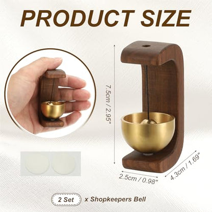 PATIKIL 2Set Shopkeepers Bell Magnetic Hanging Bell, Walnut, C Shape - color: Walnut