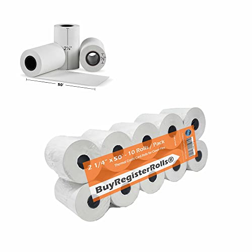 (10 rolls) 2 1/4 X 50 Thermal Paper Rolls 48 GSM Verifone Vx520 Ingenico ICT220 ICT250 FD400 Clover Mini Receipt Paper and Mobile Printer Square Terminal register receipt paper rolls