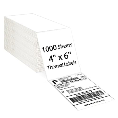 LotFancy 4x6 Direct Thermal Shipping Labels, 1000 Thermal Labels Fanfold with Perforated and Strong Adhesive, White Mailing Label Compatible with Zebra, Rollo Printer - size: Fanfold 1 Stack 1000 Labels