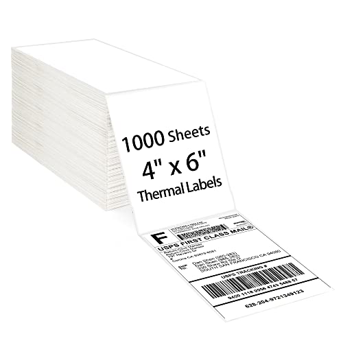 LotFancy 4x6 Direct Thermal Shipping Labels, 1000 Thermal Labels Fanfold with Perforated and Strong Adhesive, White Mailing Label Compatible with Zebra, Rollo Printer (Pack of 2) - size: Fanfold 1 Stack 1000 Labels (Pack of 2)