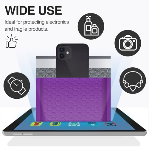 UCGOU Bubble Mailers 5x8.6" Usable Size 5x7" Padded Envelope Purple 50 Pack - color: Purple, size: 5x8.6" 50PC