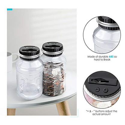 Large Piggy Bank for Adults Kids, Digital Coin Counting Bank LCD Counter - color: Silver