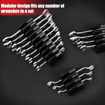 DEHOYI 48 pcs Modular Wrench Organizers for Tool Drawers - Wrench Rack with Metric&SAE Labels, Perfect Tool Storage Holder. Gift for father, brother and boyfriend (Black without Magnet) - style: No-Magnet(48 pcs Black)
