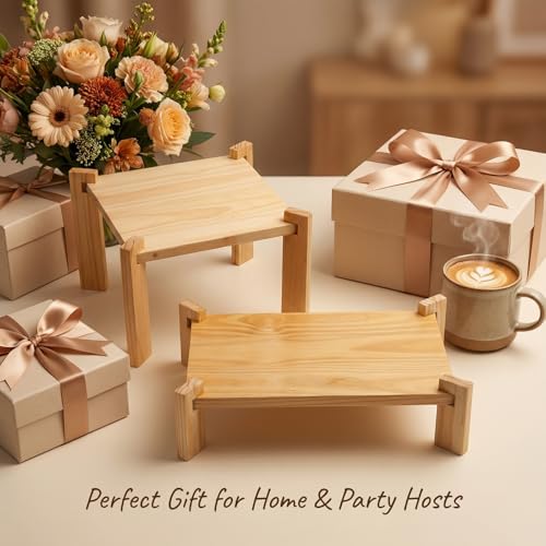 2pack Wooden Display Risers, Wood Charcuterie Boards, Table Risers for Display, Food Display Risers for Party,Easy to Install Anywhere，Suitable for Queuing, Kitchens, Restaurants, Etc