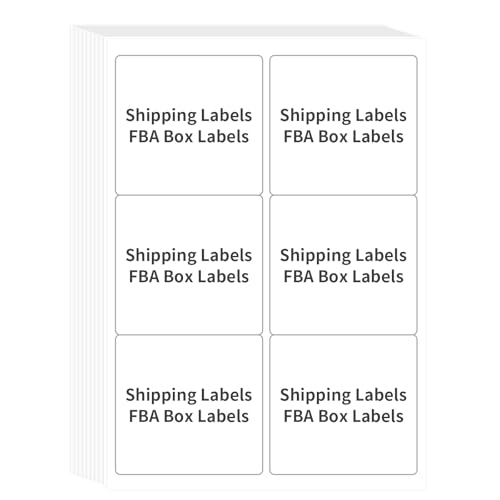 FungLam Printable Sticker Paper, 3-1/3" x 4" Shipping Address Labels 600 Blank Mailing Labels for Laser & Inkjet Printers, 6 per Page Label Stickers, 100 Sheets - size: 100 Sheets / 600 Labels