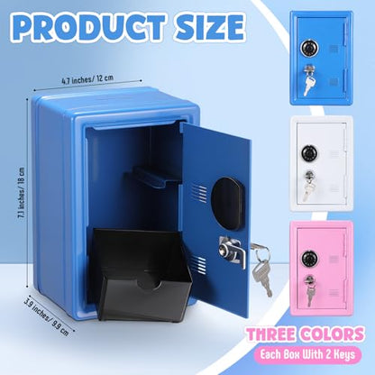 Zonon 3 Pcs Mini Safe for Kids Metal Money Bank, Blue, Pink, Ivory White - color: Blue, Pink, Ivory White