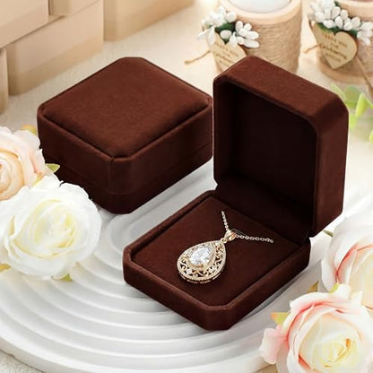 Sureio 24 Pcs Velvet Jewelry Gift Boxes Bulk Coffee - color: Coffee